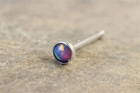Nose Ring Purple Fire Opal Nose Stud Nose Piercing Etsy Opal Nose