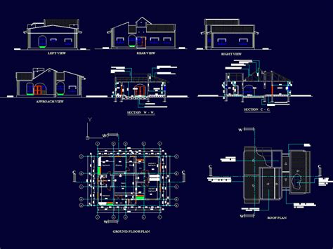 Four Bedroom Residential Building Dwg Plan For Autocad
