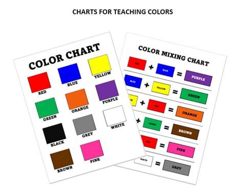 Printable Color Charts Home School Chart For Teaching Colors Etsy Uk