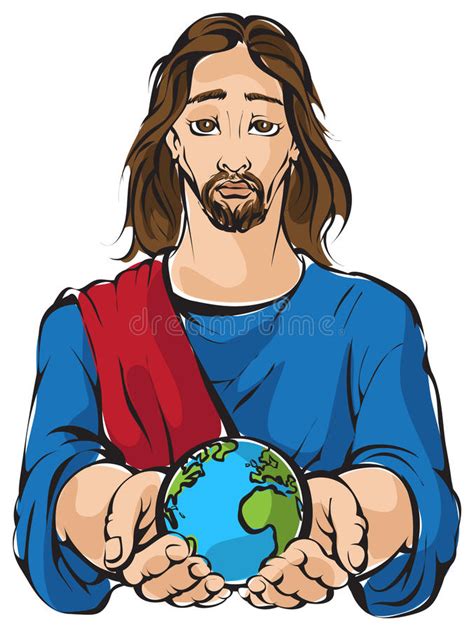 Portrait Of Jesus Holding The World Stock Image Image Of Earth