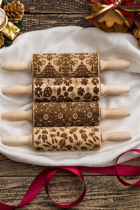 Mini Rolling Pins Set Embossed Rolling Pin Engraved Rolling Etsy