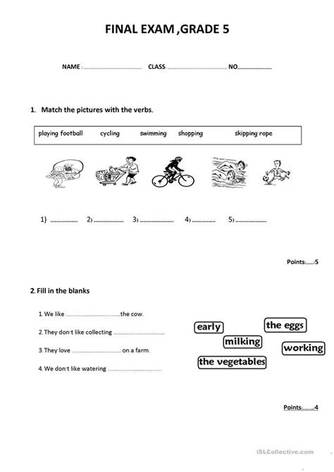 This is a quick, free online english test for children and young learners. Final exam grade 5 | Educação, Ingleses
