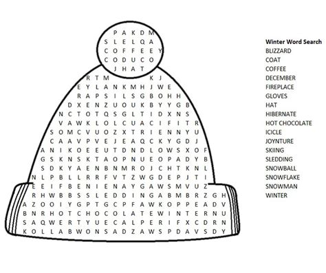 Word Search Free Printable Puzzles For Seniors Winter