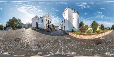 360° View of Full spherical seamless hdri panorama 360 degrees in the yard near orthodox church ...