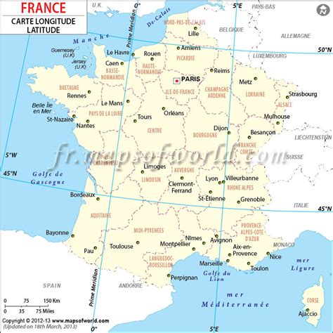 La Latitude Et La Longitude De La France