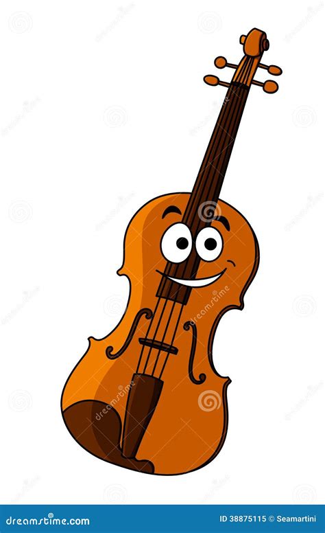 Smiling Happy Wooden Violin Stock Vector Illustration Of Cartoon