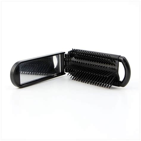 portable travel folding hair brush with mirror compact pocket size comb v5y8 ebay