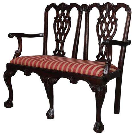 Kittinger Chippendale Mahogany Settee In Vivid Flamestitch At 1stdibs
