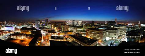 Aerial View Of Birmingham Uk At Night Panoramic Cityscape Large File