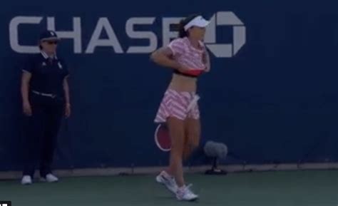 Tennis Player Alize Cornet Changes Shirt During Us Open