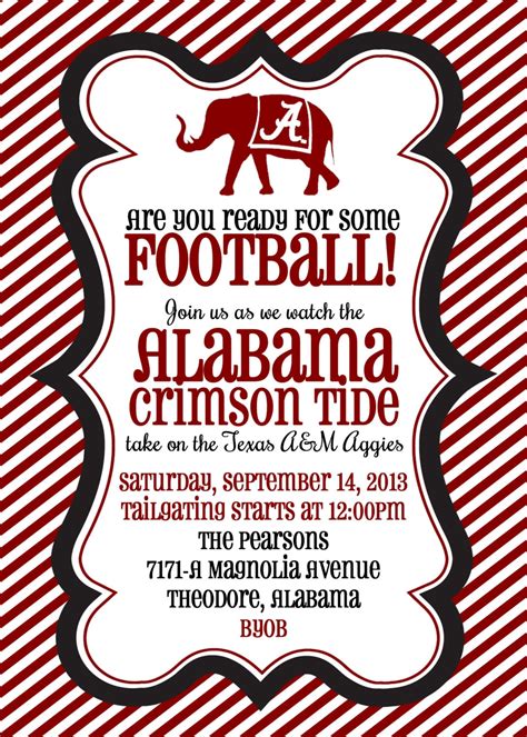 Alabama Football Tailgate Party Invitation By Paisleypearinvites