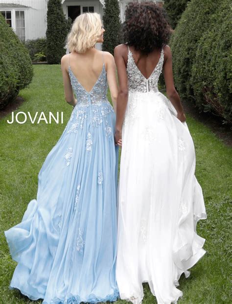 Jovani 58632 Embroidered Deep V Neck A Line Dress Jovani Dresses