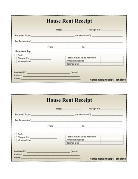 House Rent Receipt Template In Word And Pdf Formats