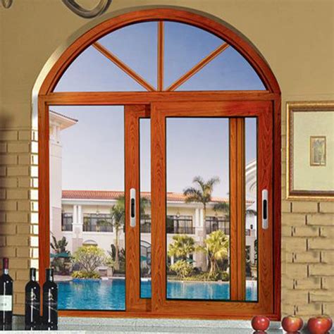 Aluminum Malaysia Wooden Color Frame Glass Door And Window Design