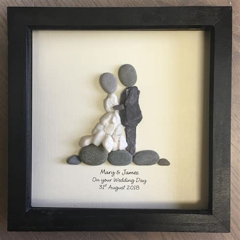 Custom Wedding T For Couple Personalised Unique Pebble Art Etsy