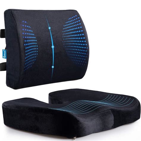 Memory Foam Seat Cushion And Lumbar Support Pillow For Office Chair Car Wheelchair Orthopedic