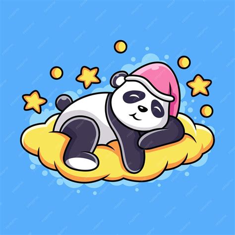 Premium Vector Cute Panda Sleeping In Orange Cloud Icon Illustration