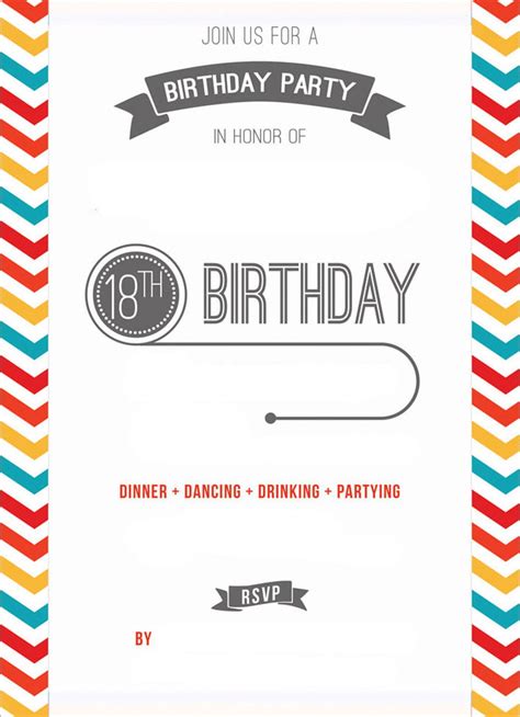 Free Printable 18th Birthday Invitation Template Download Hundreds