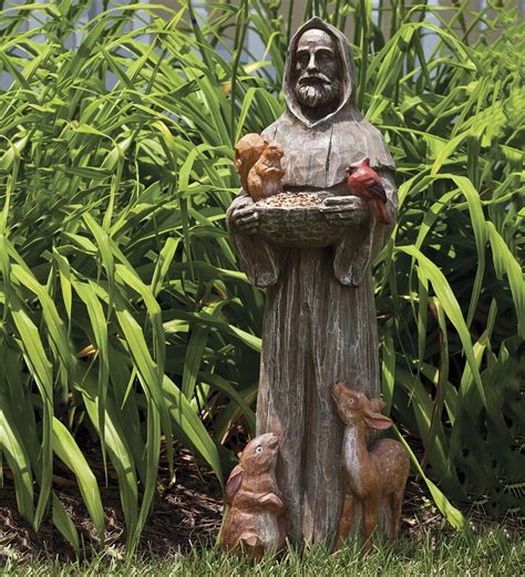 St Francis And Friends Garden Statuary With Bird Feeder All Statues
