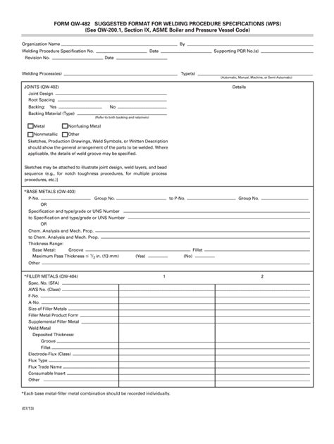 2013 2022 Asme Form Qw 482 Fill Online Printable Fillable Blank