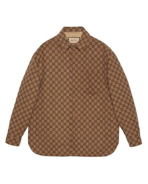 Gucci Gg Supreme Flannel Shirt Jacket In Brown For Men Lyst