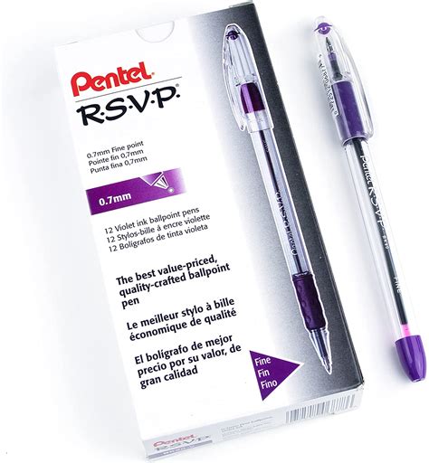 Pentel Bk90 V Rsvp Ballpoint Pen 0 7mm Fine Point Violet Ink Box Of 12 Amazon Ca Office