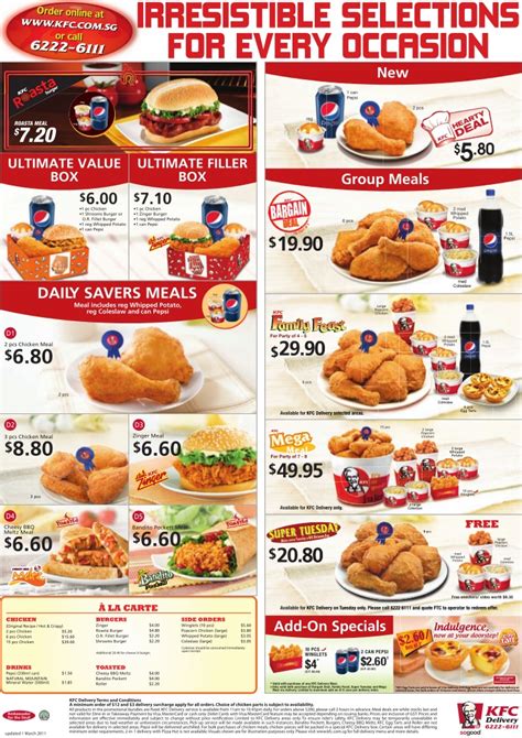 In malaysia, however, one menu item that was introduced back in. Singapore KFC Delivery Menu