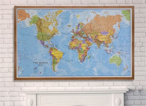 Political Map Of The World Wooden Frame By Mapsinternationalusa