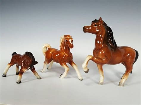 Lot Of 3 Vintage Porcelain Horse Figurines Hand Painted High Etsy