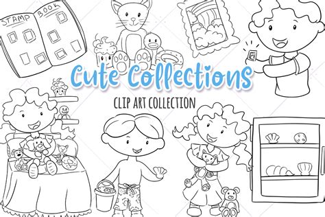 Kids Collecting Things Black And White Graphic By