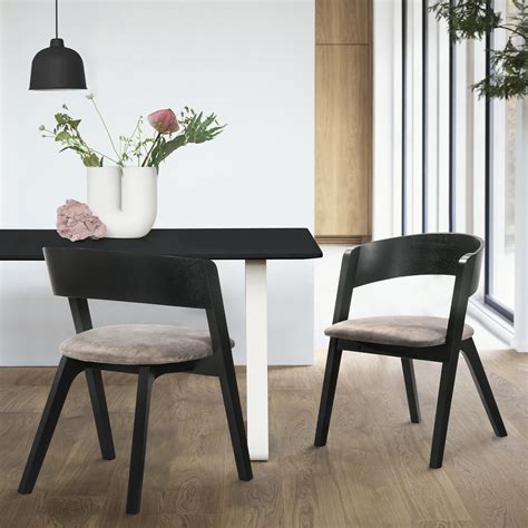 Jackie Mid Century Modern Dining Accent Chairs In Black Ash Finish And