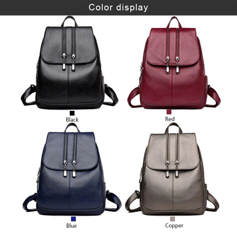 2018 New Multifunction Cool Laptop Backpack Women Leather Luxury