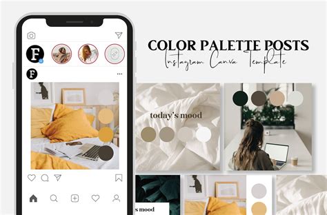 Color Palette Post Templates Canva Template Instagram Etsy