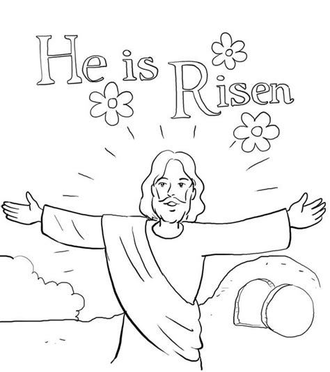 He Is Risen In Jesus Resurrection Coloring Page Netart