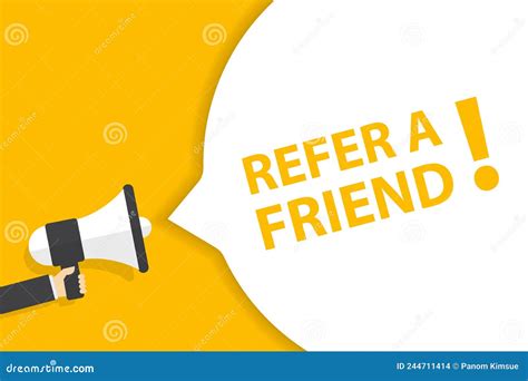 Hand Holding Megaphone With Refer A Friend Bubble Banner Vector With
