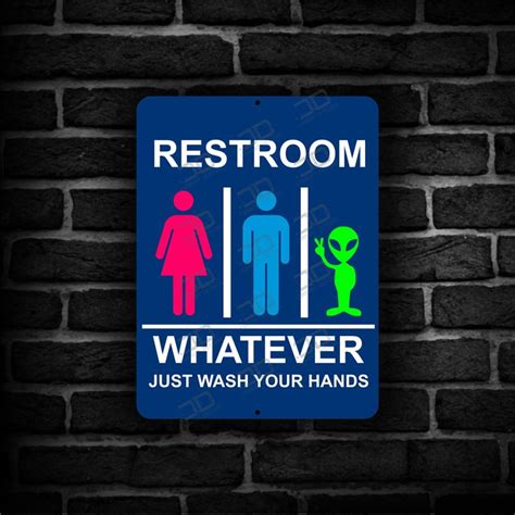 Restroom Funny Metal Alien Sign Whatever Just Wash Your Etsy