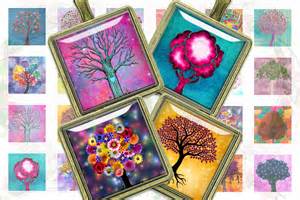 Tree Of Life Colorful Trees Square Image Graphic By