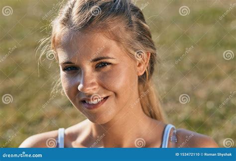 Young Tanned Woman In Swimsuit Posing Against Nature Background Closeup Fashion Portrait Of