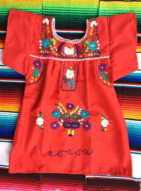 girls mexican dress hand embroidered mexican dress tehuacan etsy