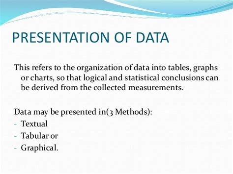 Presentation Of Data