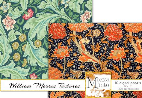 William Morris Digital Paper Pack Art Nouveau Vintage Flowers Etsy