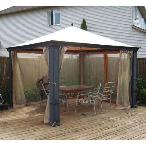 Flexzion 10' x 10' gazebo canopy top replacement cover for outdoor patio, backyard, garden. Rona Kingston Gazebo Replacement Canopy Garden Winds CANADA