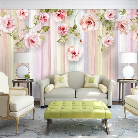 Custom 3d Photo Wallpaper European Style Rose Flower Living Room Sofa