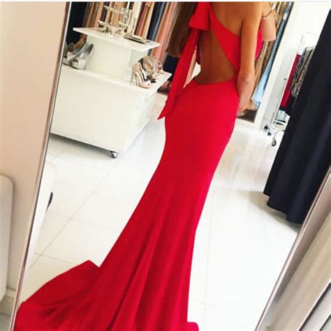 Simple Sleeveless Red Mermaid Evening Dresslong Prom Dress With Slit