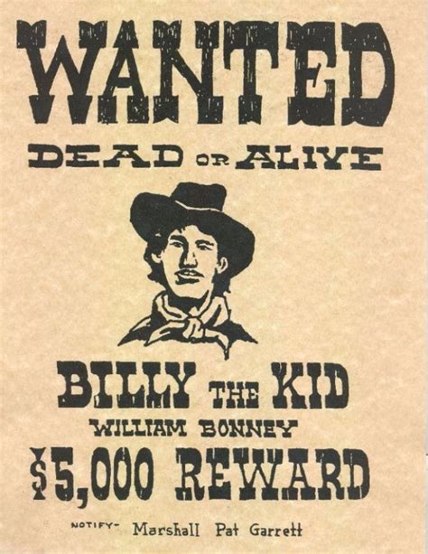 Immortalized Teenage Outlaw Of The Southwest 16 Cool Wanted Posters To