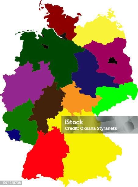 Ilustrații De Stoc Cu Harta Germaniei Pe Un Fundal Alb Cu Colorate