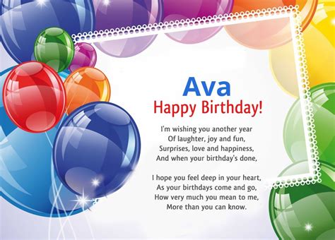 Happy Birthday Ava Pictures Congratulations