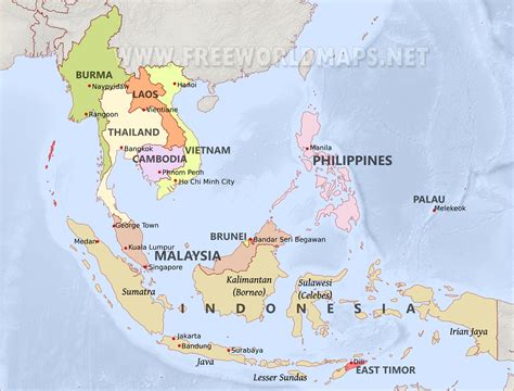 Take this free map quiz to learn the eleven countries of southeast asia. Southeast Asia - by Freeworldmaps.net