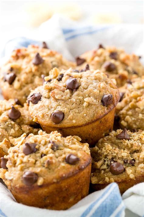 Banana Chocolate Chip Muffins Topped With Walnuts Jessica Gavin