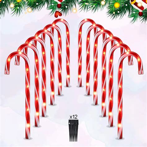 25 Christmas Candy Cane Lights 72led Outdoor Pathway Markers Lights